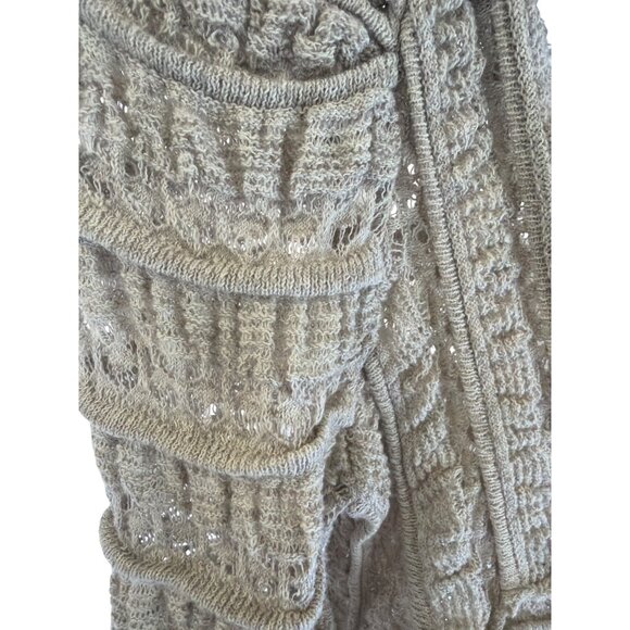 Free People Wild Roses Cardi Ruffle Lace Knit Cardigan Light Soft Grey XS New - Picture 6 of 13